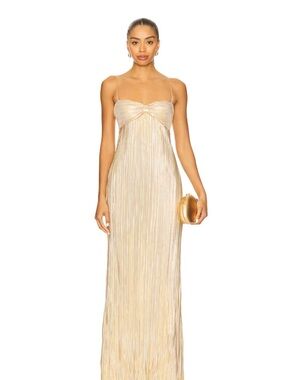 IN SEARCH OF LOVERS+FRIENDS REVOLVE MYA DRESS IN GOLD